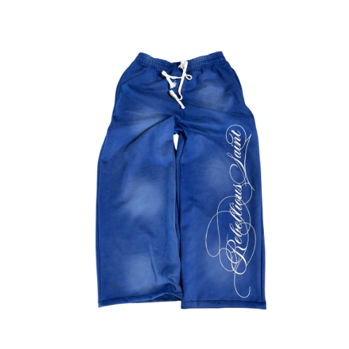 REBELLIOUS SAINT CALIIGRAPHY SAINT SWEATS BLUE